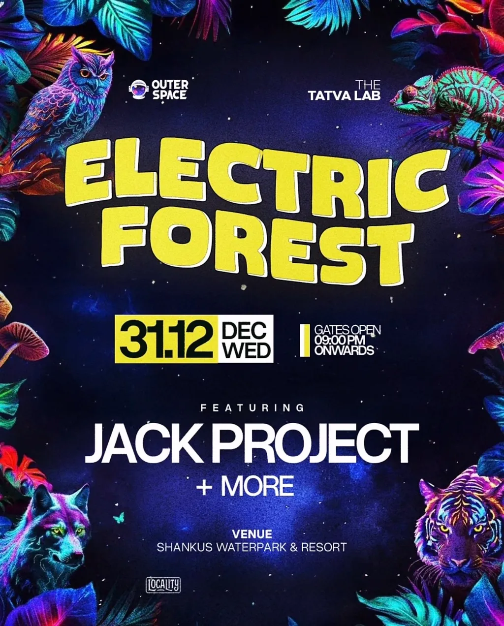 ELECTRIC FOREST - OUTER SPACE X TECHNO TATVA LAB poster