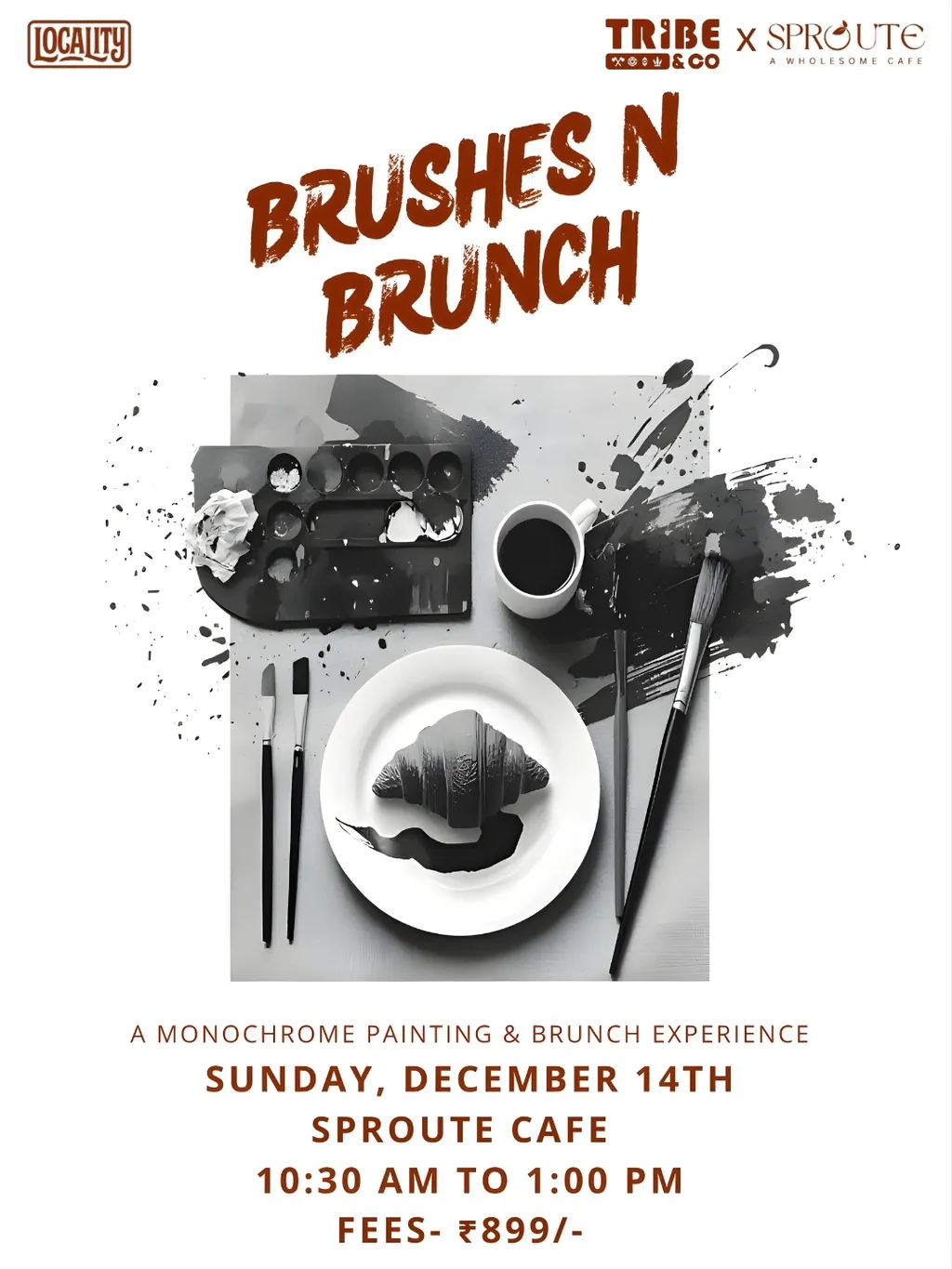Brushes N Brunch - A Monochrome Painting & Brunch Experience poster