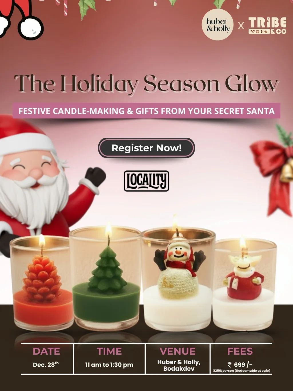 Festive Candle Making & Secret Santa Celebration poster