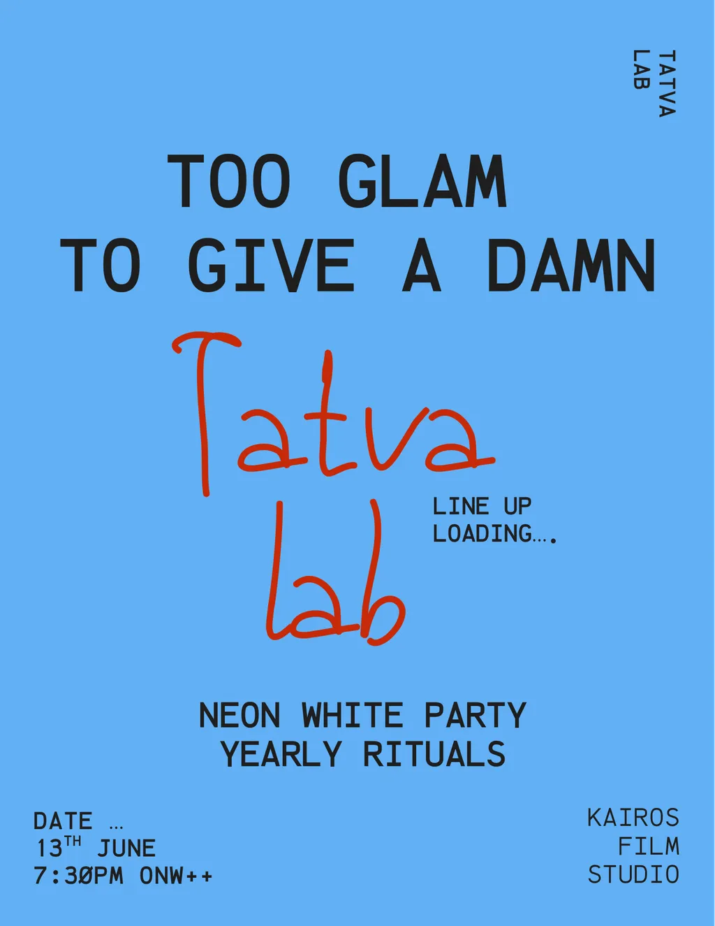 TATVA LAB - TOO GLAM TO GIVE A DAMN poster