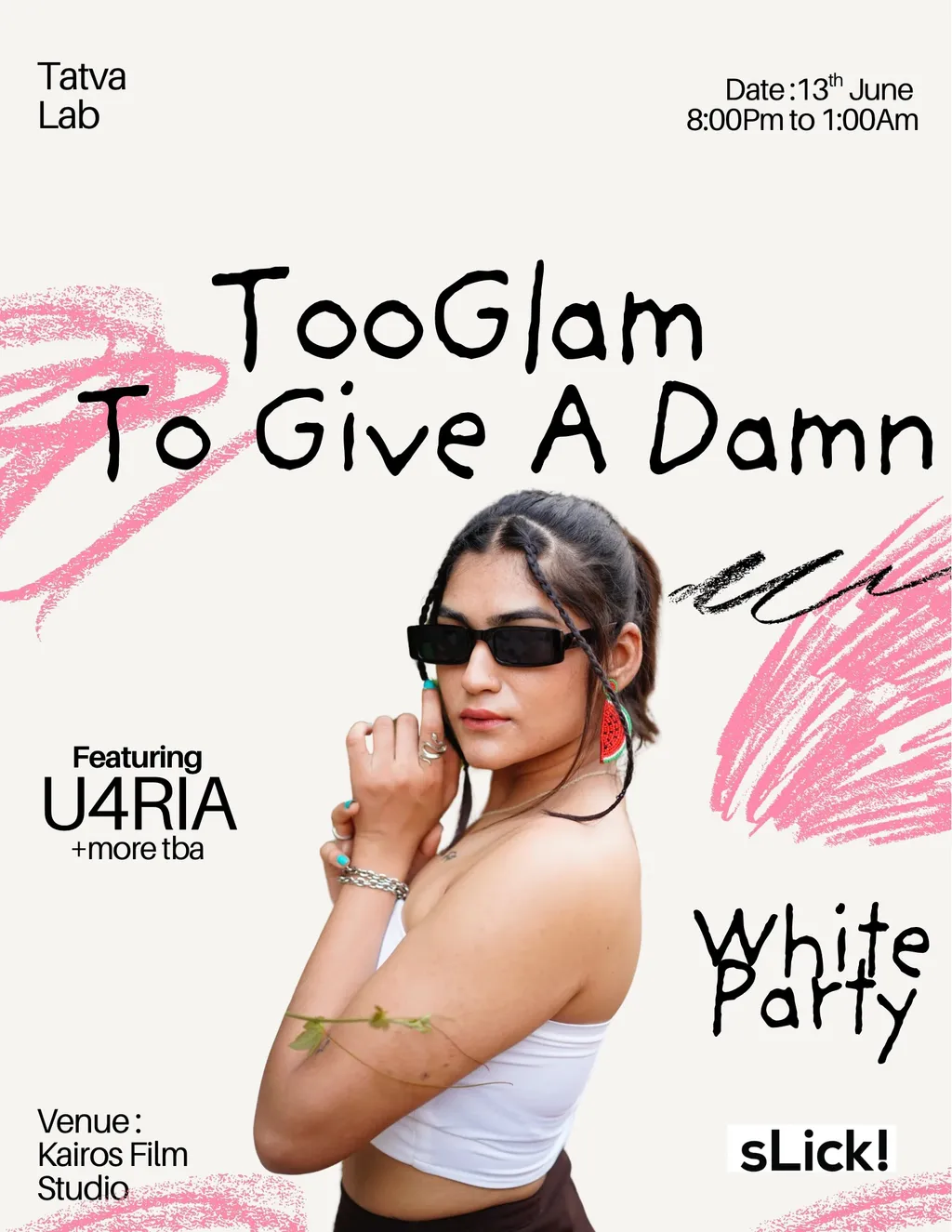 TATVA LAB - TOO GLAM TO GIVE A DAMN poster