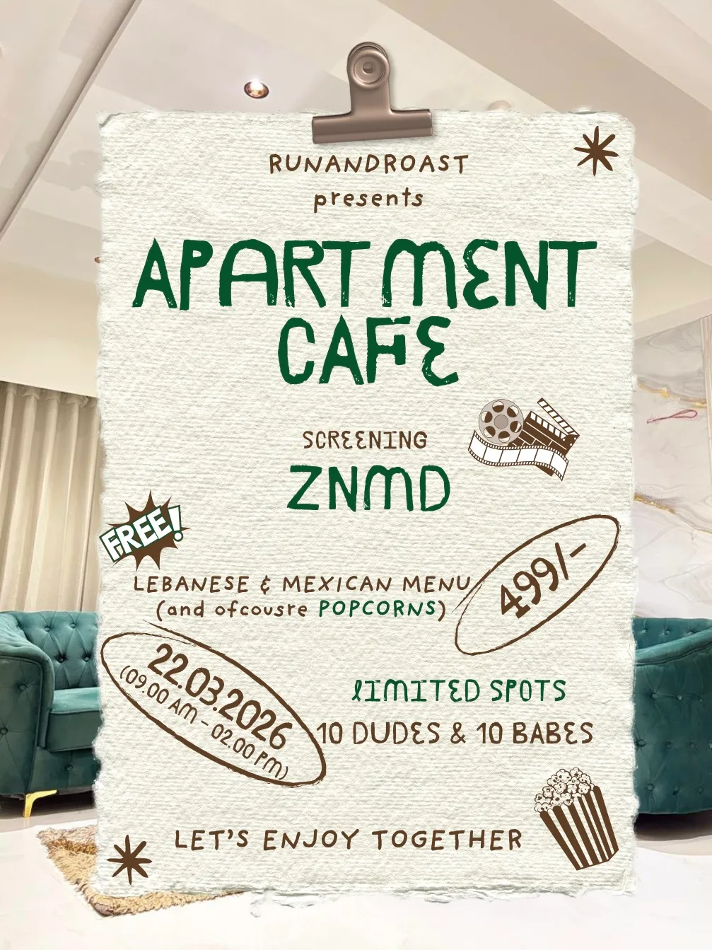 Apartment Cafe - screening ZNMD poster