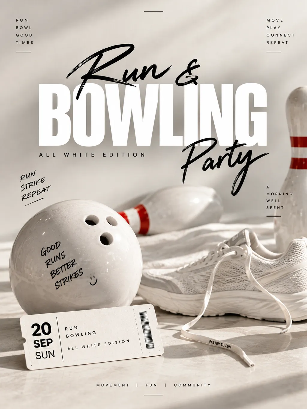 Run & Bowling - ALL WHITE PARTY poster